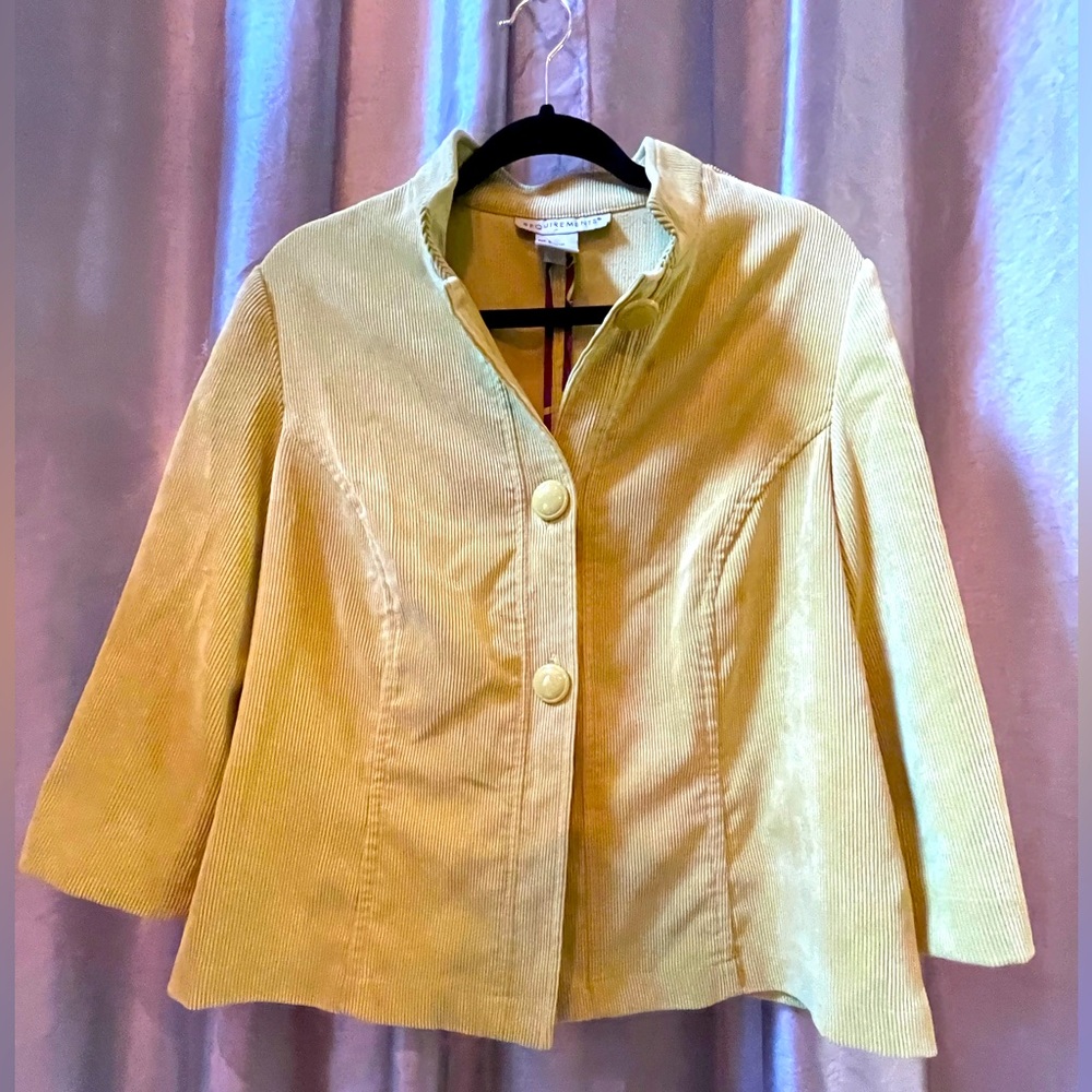 Requirements Lime Green Corduroy 3/4 Sleeve Jacket